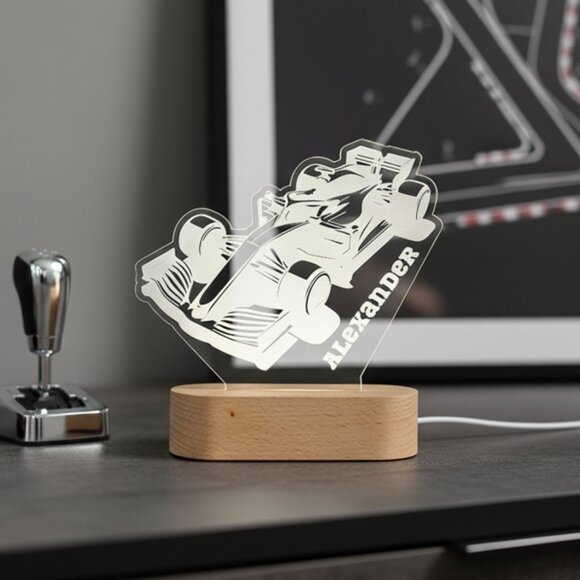 Personalized Racing Car Night Light – Custom LED Kids Lamp - Picture 8 of 8